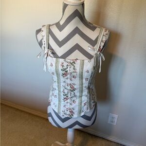 Reformation White Floral Corset Blouse